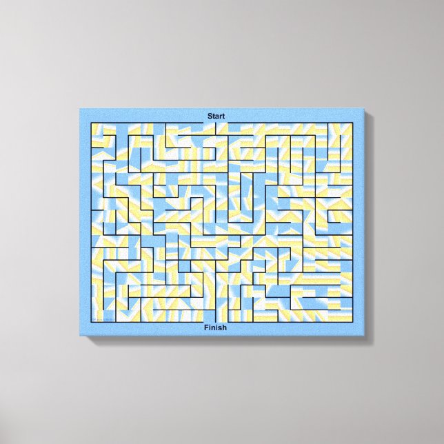 Toile Casse-tête labyrinthe bleu et jaune (Recto)