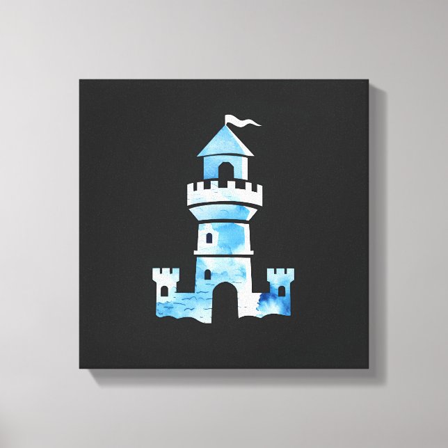 Toile Castle Watercolor Art Canvas Imprimer (Recto)