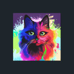 Toile Cat Trippy Psychedelic Pop Art<br><div class="desc">Portrait de chat de Pop Art Trippy Psychedelic sur des plaques de peinture colorées. Illustration vectorielle originaleCopyright BluedarkArt TheChameleonArt.</div>
