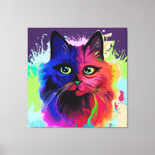 Toile Cat Trippy Psychedelic Pop Art