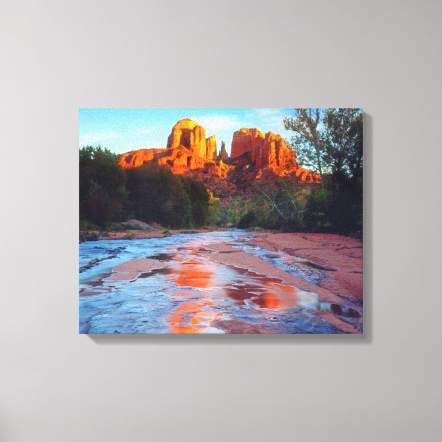 Toile Cathedral Rock reflecting in Oak Creek at Sunset (Recto)