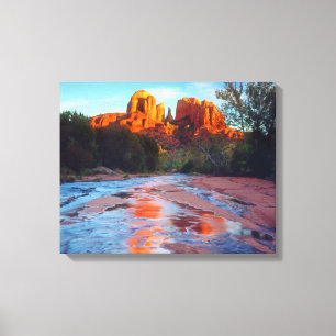 Toile Cathedral Rock reflecting in Oak Creek at Sunset