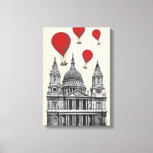 Toile Cathédrale de St Pauls et ballons à air d'un rouge