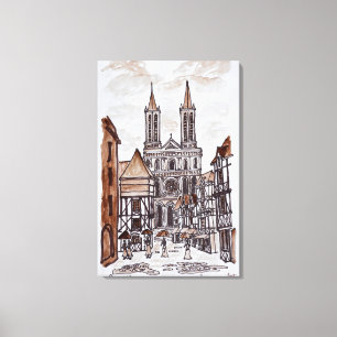 Toile Cathédrale & maisons normandes Quimper, France