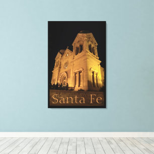 Toile Cathédrale Saint François de père Noël à la nuit