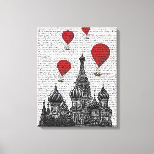 Toile Cathédrale St Basil et Ballons rouges à air chaud (Recto)