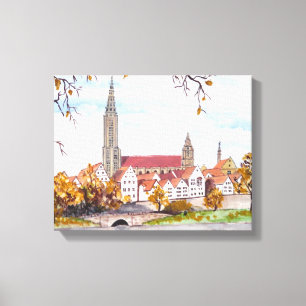 Toile Cathédrale Ulm en Allemagne Peinture Carré Acryliq