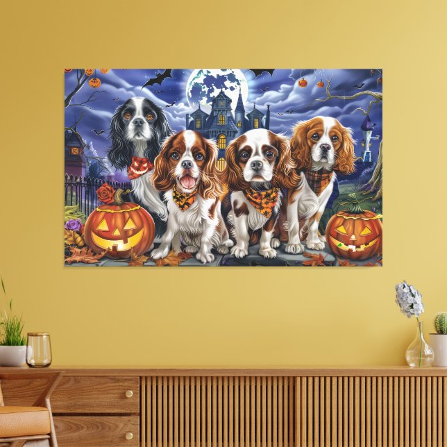 Toile Cavalier King Charles Spaniel Halloween Éffrayant (Insitu(Salon))