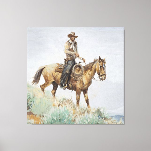 Toile Cavalier monté, Art western par Edward Borein (Recto)