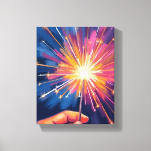 Toile Célébration du Nouvel An avec cierge magique aquar