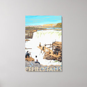 Toile Celilo tombe affiche de Vintage voyage de pêche
