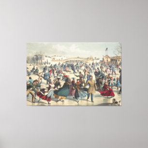 Toile Central-Park, hiver. L'étang de patinage. New York