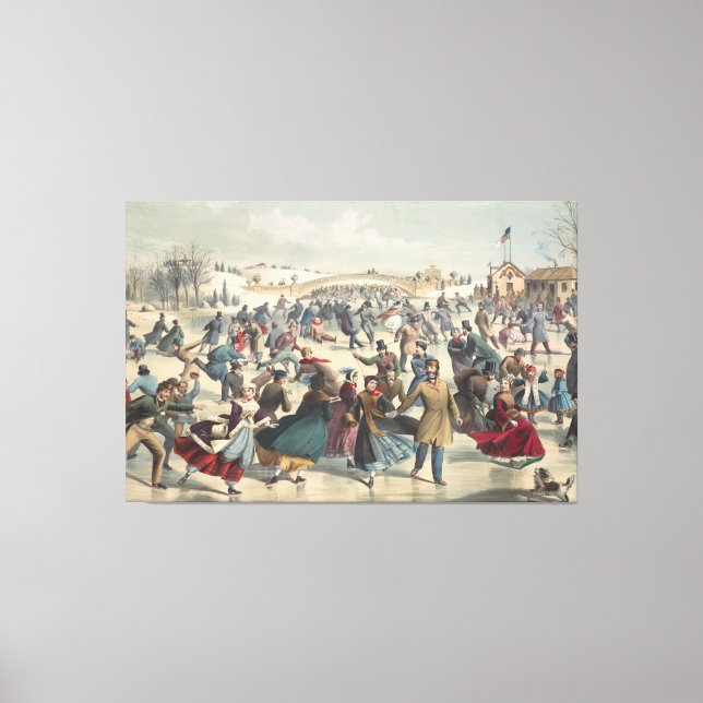 Toile Central-Park, hiver. L'étang de patinage. New York (Recto)