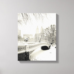 Toile Central Park Winter - Neige sur Bow Bridge