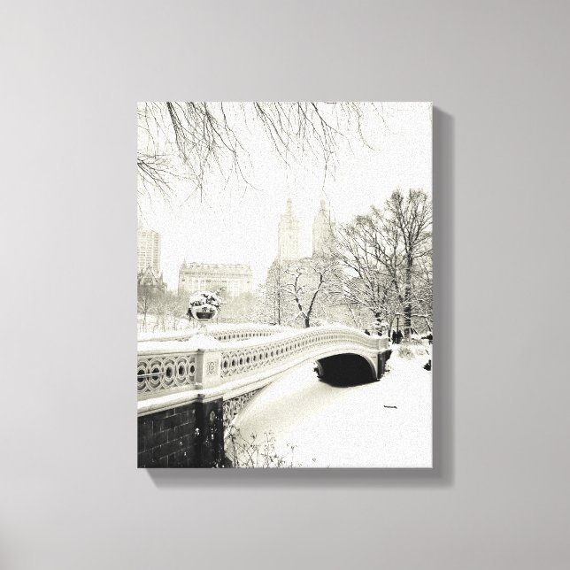 Toile Central Park Winter - Neige sur Bow Bridge (Recto)