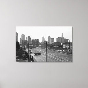 Toile Centre-ville de Kansas City Skyline - Photo noir e