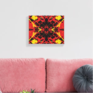 Toile Centre volcanique rouge noir abstrait miroir