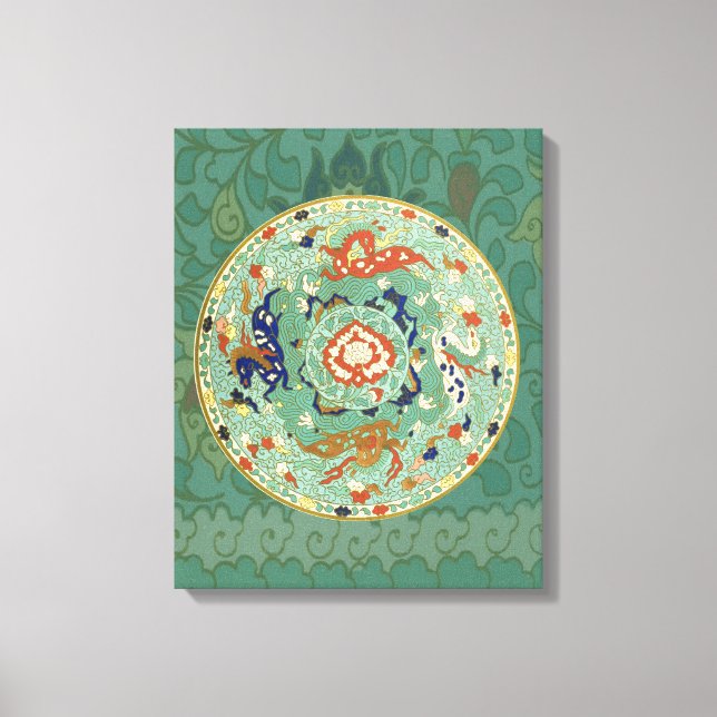Toile Cercle chinois antique bleu vert (Recto)