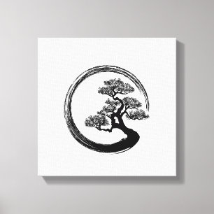 Toile Cercle de zen d'Enso et arbre de bonsaïs