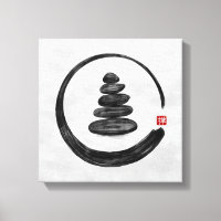 Cercle Zen Enso et pierres Zen - Aquarelle