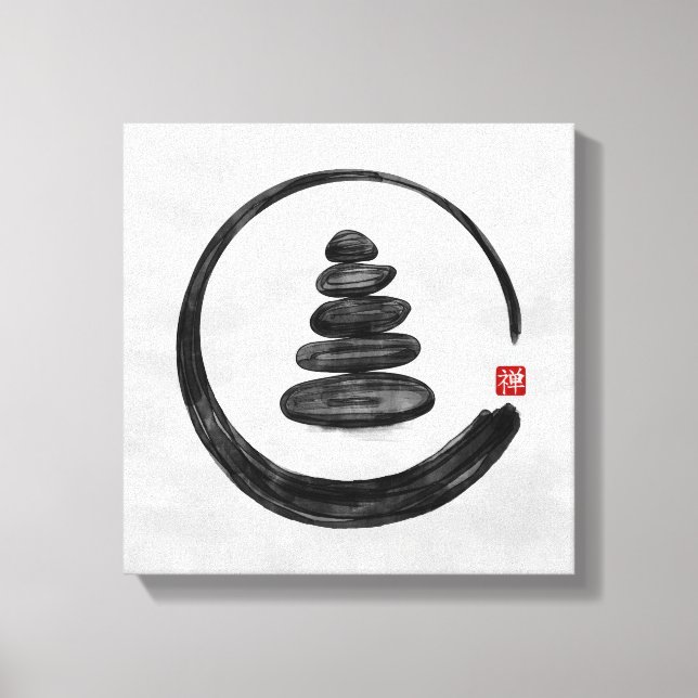 Toile Cercle Zen Enso et pierres Zen - Aquarelle (Recto)