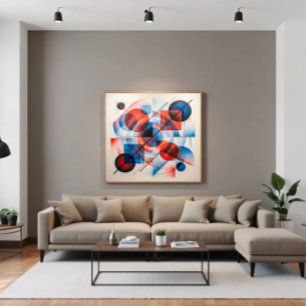 Toile Cercles bleus rouges abstraits modernes
