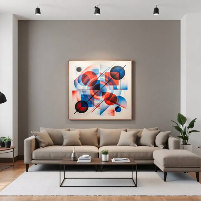 Toile Cercles bleus rouges abstraits modernes (Créateur téléchargé)