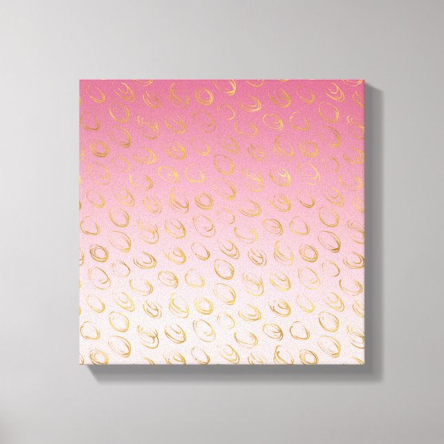 Toile Cercles Chic Or Ombré Rose (Recto)