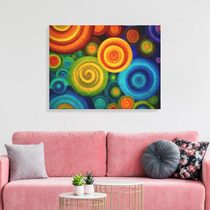 Toile Cercles concentriques abstraits en multicolore vib