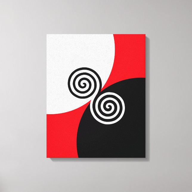 Toile Cercles de spirale abstraits sur fond noir rouge e (Recto)