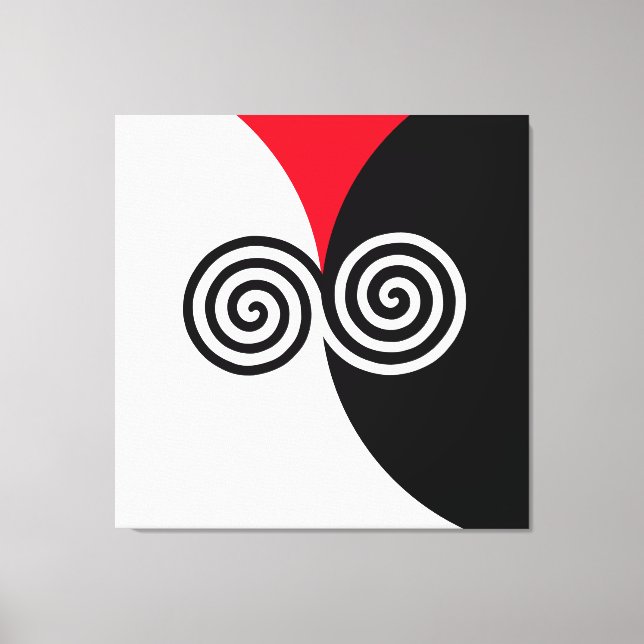 Toile Cercles de spirale abstraits sur fond noir rouge e (Recto)
