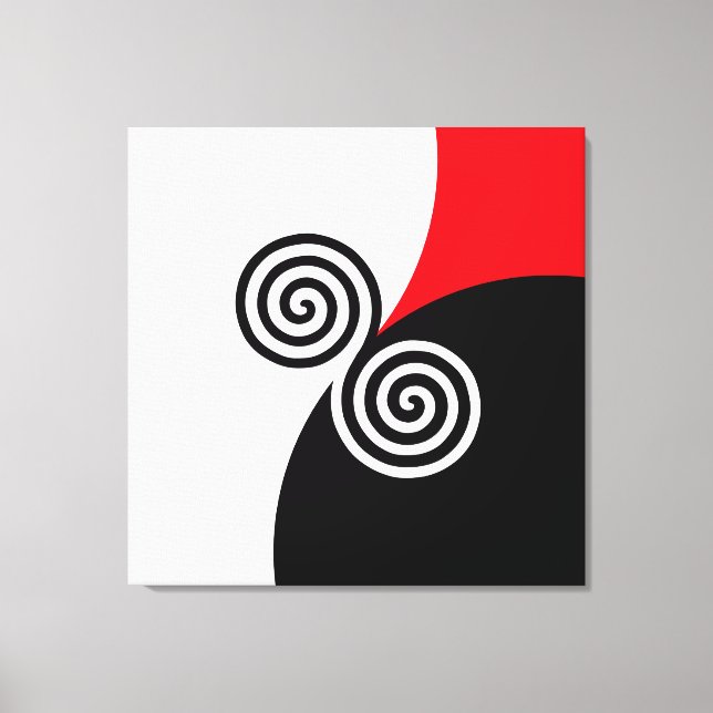 Toile Cercles de spirale abstraits sur fond noir rouge e (Recto)