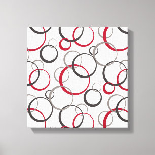 Toile Cercles rouges gris blanc