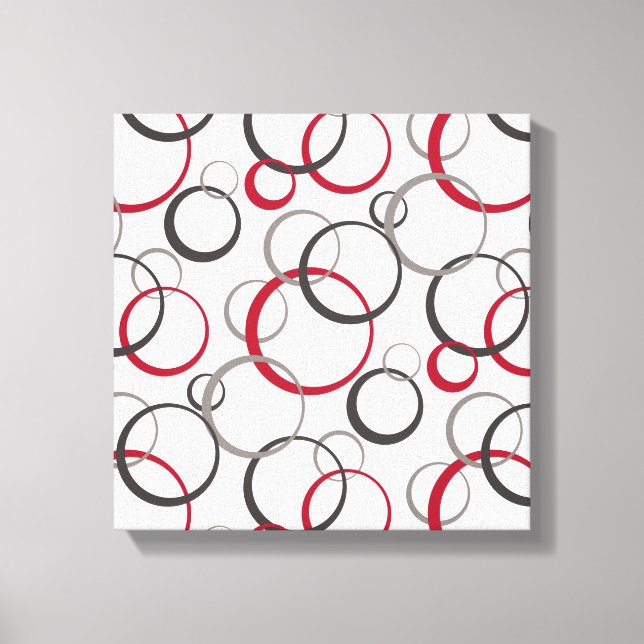 Toile Cercles rouges gris blanc (Recto)