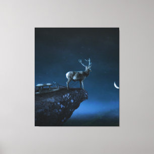 Toile cerf au clair de lune