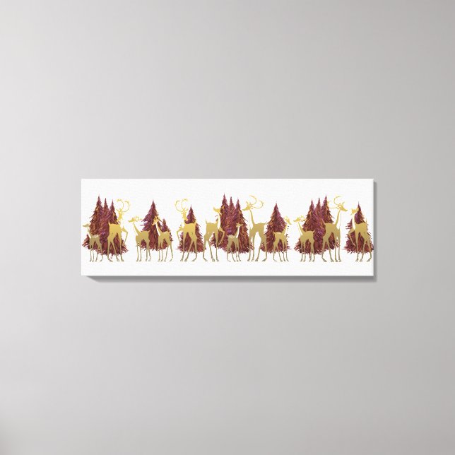 Toile Cerf d'hiver neigeux en forêt boisée (Recto)