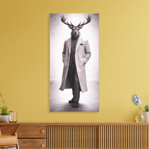 Toile Cerf Élégant en Manteau Sur Mesure Portrait