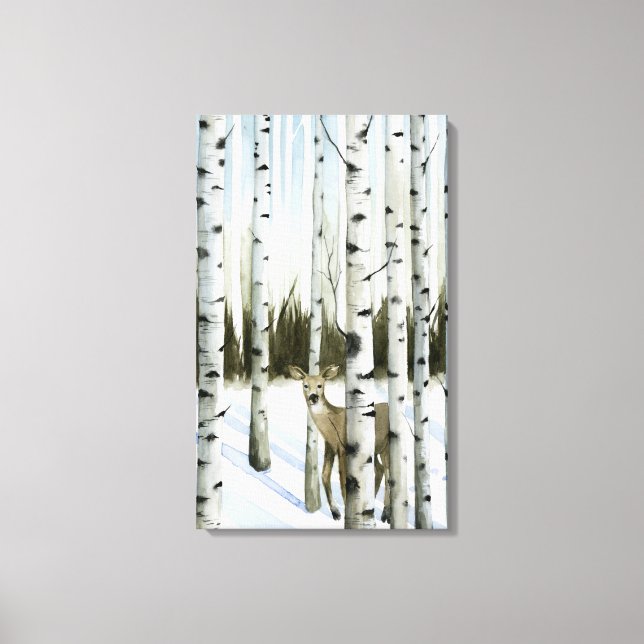 Toile Cerf en chute de neige (Recto)