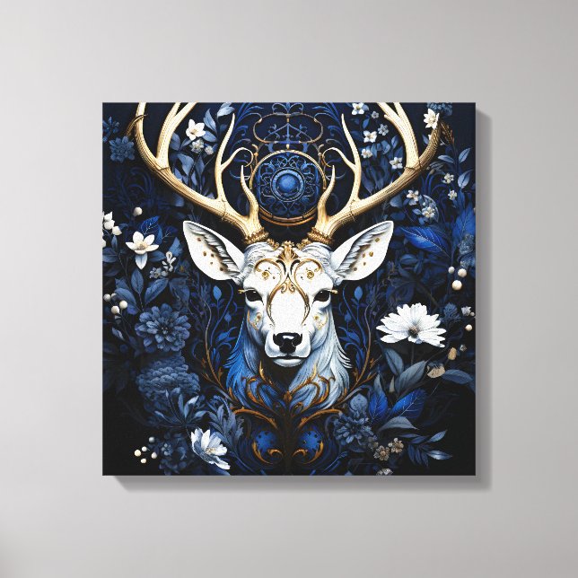 Toile Cerf Floral Céleste de Minuit Gothique  (Recto)