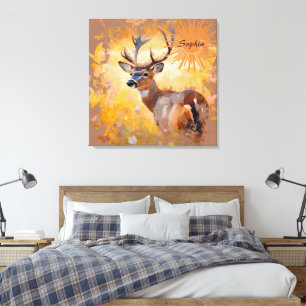 Toile Cerf Majestueux dans un Champ de Fleurs Sauvages