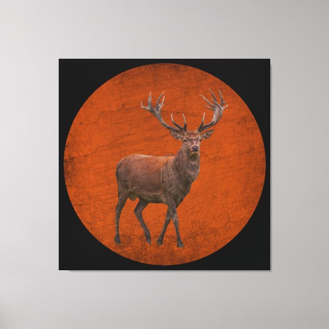 Toile Cerf vintage de nature orange (Recto)