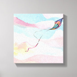 Toile Cerf-volant volant   Ciel aquarelle aéré