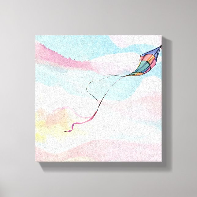 Toile Cerf-volant volant | Ciel aquarelle aéré (Recto)