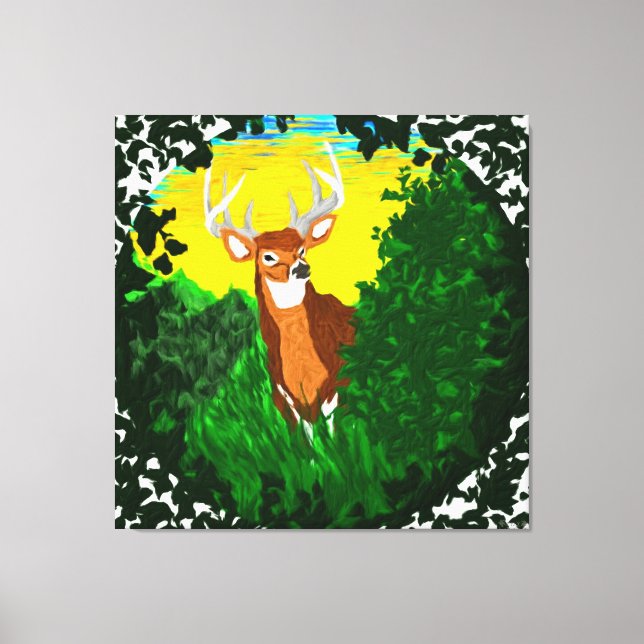 Toile Cerfs dans une clairière de forêt (Recto)