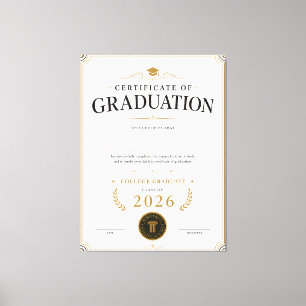 Toile Certificat de fin d'études personnalisé 2026