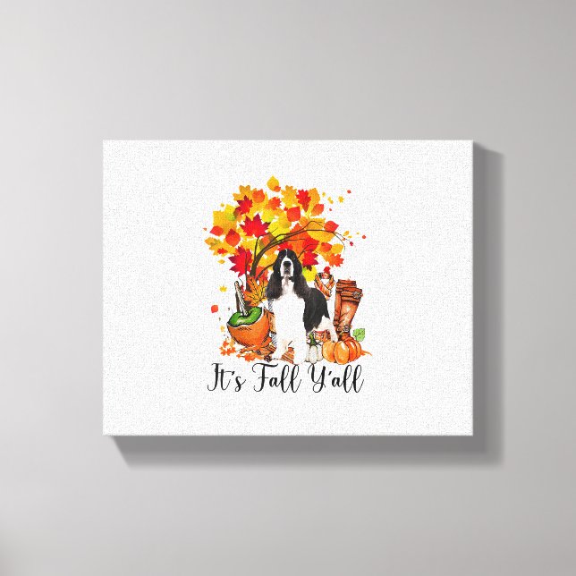 Toile C'est automne Y'all Springer Spaniel Dog Halloween (Recto)