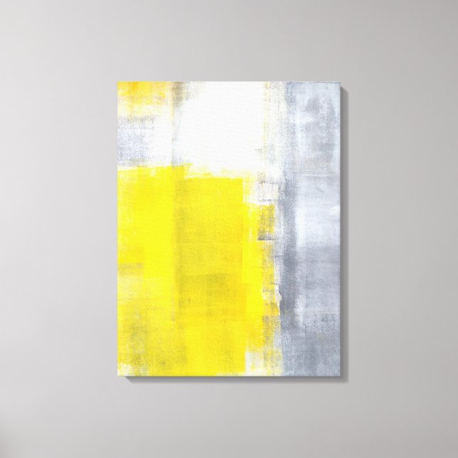 Toile 'C'est ça' Art Abstrait gris et jaune (Recto)