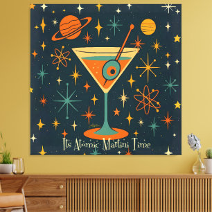 Toile C'est l'heure du Martini Atomique Étoiles Cosmique