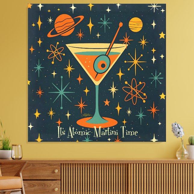 Toile C'est l'heure du Martini Atomique Étoiles Cosmique (Insitu(Salon))