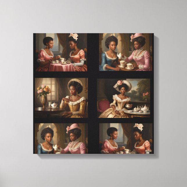 Toile C'est Tea Time Stretched Canvas Print (Recto)